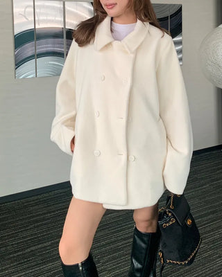 Color Button Half Coat
