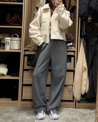 Wide-leg sweatpants with elastic waistband