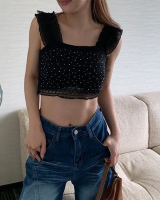 Cubic Lace Crop Sleeveless