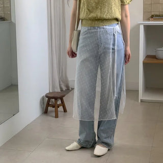 Layered sheer wrap skirt