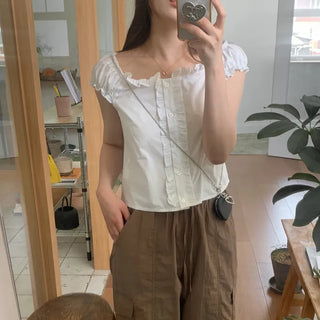 Frilled off-blouse