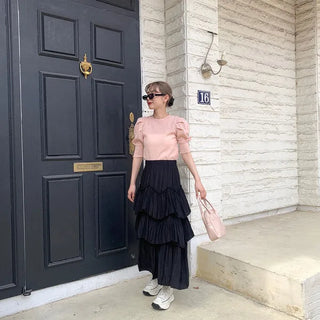 Can-can frill long skirt