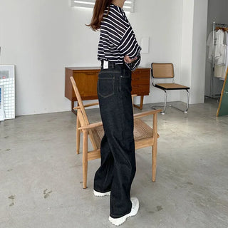 Straight-leg deep denim pants