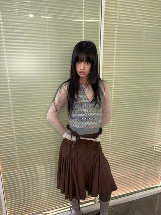 [NEVERSEEZ] Fair Isle Knit Halter Vest