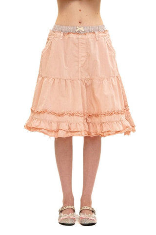 [Moromoro2] Layered Waist Ruffle A-Line  Skirt