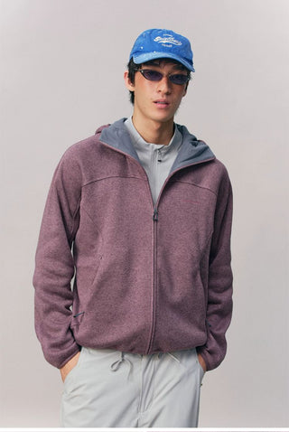 [Monterest] Fleece-Lined Hooded Zip-Up Cardigan