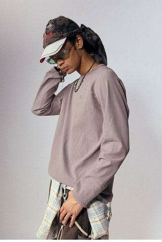 [Monterest] Waffle Knit Drop Shoulder Long Sleeve Tee