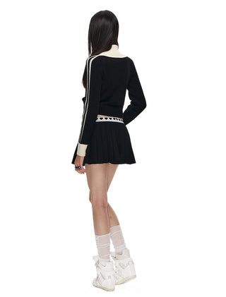 [NECY] Sweet Heart Jacquard Zip Cardigan