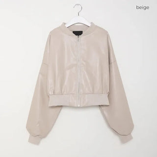 Leather blouson jacket