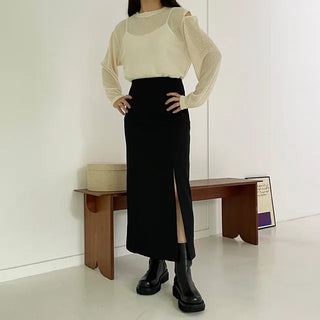 Slit long skirt