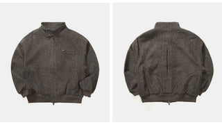 [Monterest] Wool Blend Stand Collar Harrington Jacket