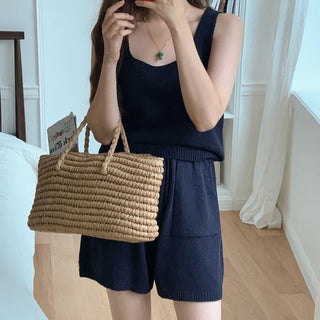 Square knit sleeveless top