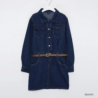 Belted denim dress