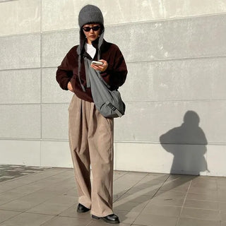 Corduroy Banded Wide Pants