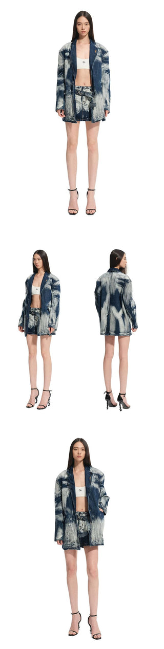 [NOTAWEAR] Washed Denim Low-Rise Mini Skirt