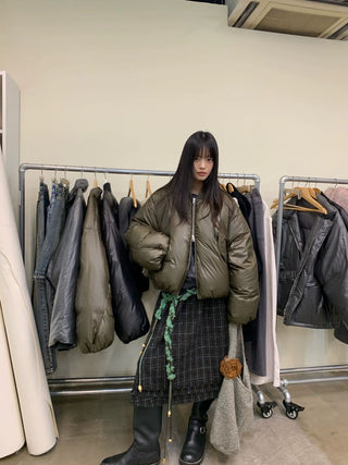 [NEVERSEEZ] Cropped Puffer Down Jacket
