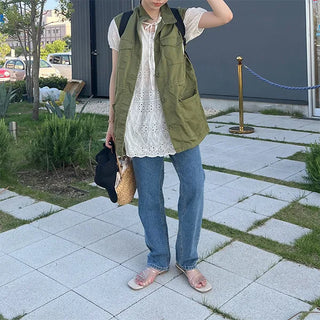 Straight denim pants