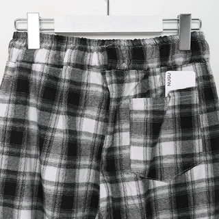 Checked wide easy pants