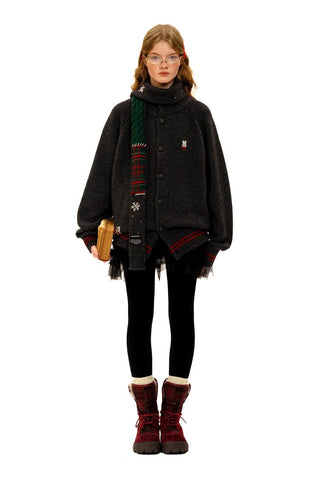 [Moromoro2] Plaid Fur-Lined Platform Snow  Boots