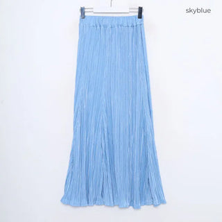 Pleated banded long skirt