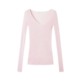 [NOTAWEAR] V-Neck Ribbed Slim Fit Knit Top
