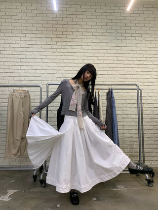 [NEVERSEEZ] Asymmetric Pocket A-Line Pleated Skirt