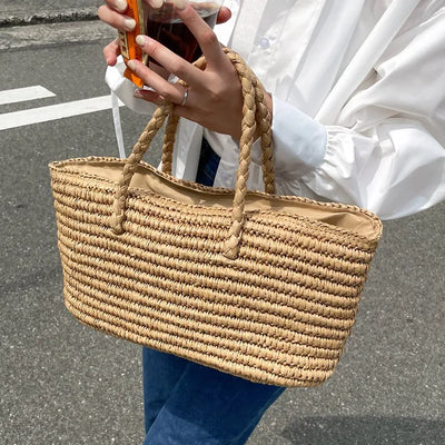 rectangle straw tote bag
