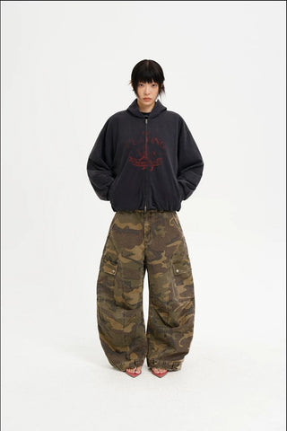 [MASONPRINCE] Curved Seam Camouflage Wide Leg Pants