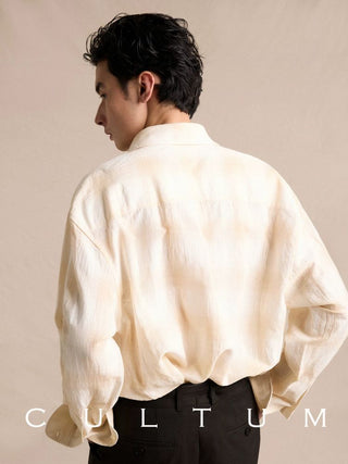[CULTUM] Linen Blend Check Seersucker Shirt