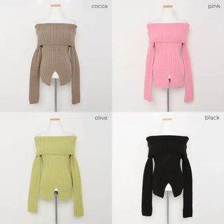 Slit off-shoulder knit