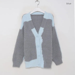 Oversized Pattern Wool Cardigan