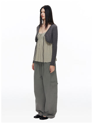 [NECY] Cozy Cable Ribbon Tie Bolero Cardigan (2color)