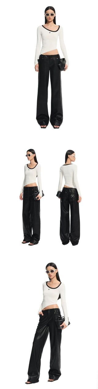 [NOTAWEAR] Matte Faux Leather Straight Leg  Pants