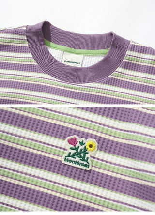 [Monterest] Waffle Knit Striped Logo T-Shirt
