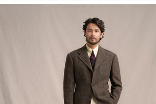 [CULTUM] 1930s Wool Herringbone Check Blazer