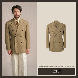 [CULTUM] 1930s Wool Blend Peak Lapel Blazer