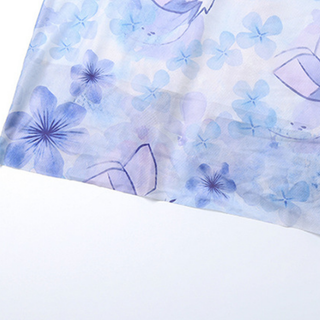 Ruched lace hem flower print slit maxi dress