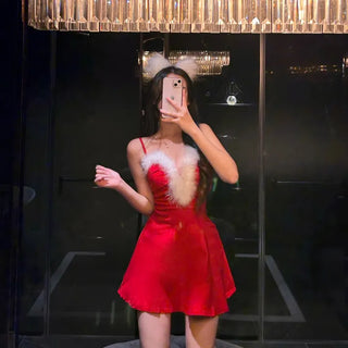 A-line Santa Girl Dress Year-end Christmas Outfit Club