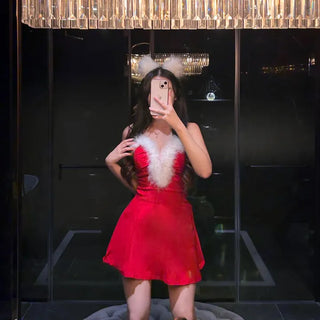 A-line Santa Girl Dress Year-end Christmas Outfit Club