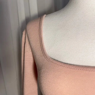 U-Line Square Neck Side-Rolled Long Sleeve Slim Fit