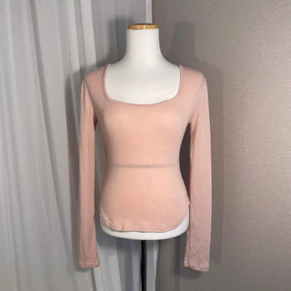 U-Line Square Neck Side-Rolled Long Sleeve Slim Fit