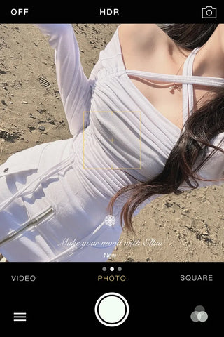 Mochi Stretchy String Shirred Crop Long Sleeve Off-shoulder