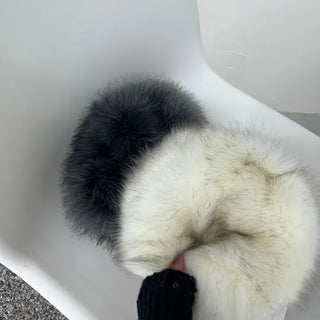 Faux Fur Eco Metel Bucket Hat Beanie Winter