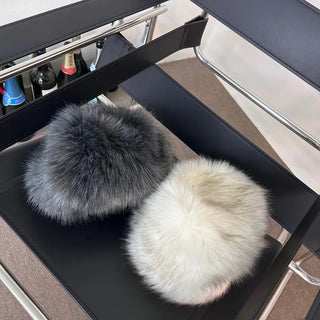 Faux Fur Eco Metel Bucket Hat Beanie Winter