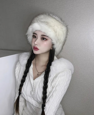 Faux Fur Eco Metel Bucket Hat Beanie Winter