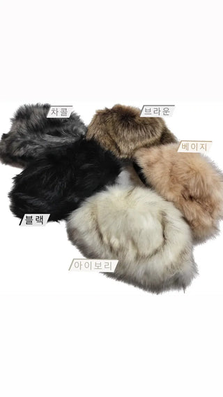 Faux Fur Eco Metel Bucket Hat Beanie Winter