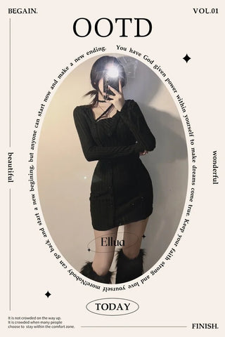 Strap Button Ribbed Mini Dress Sexy Glam Party
