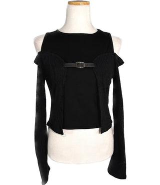 Buckle Cardigan Sleeveless Tee Color Block