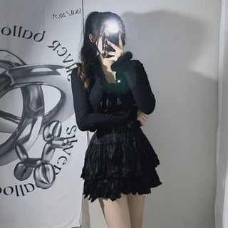 Fur-trimmed Ribbed Ribbon Cardigan Fur Bolero Crop