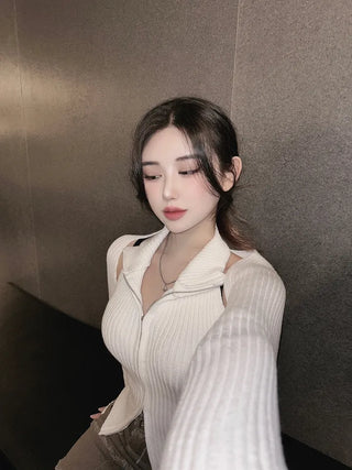 Way Zip-Up Sleeveless Bolero Cardigan Set